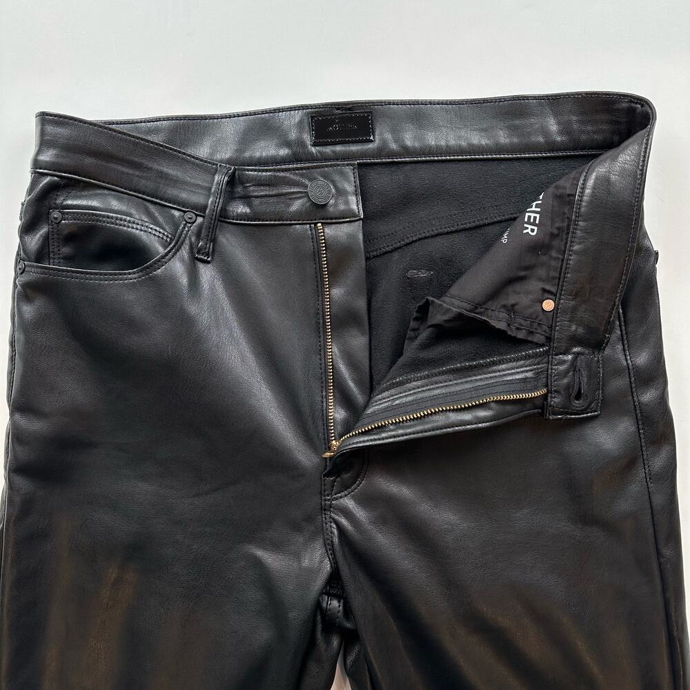 Mother The Dazzler Skimp Faux Leather Vegan Pants Black High Rise Slim Leg 30 - Picture 6 of 13